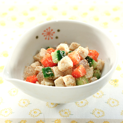 高野豆腐と野菜のごま酢和え（病院食：副菜）
