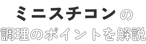 ミニスチコンは調理のポイントを解説