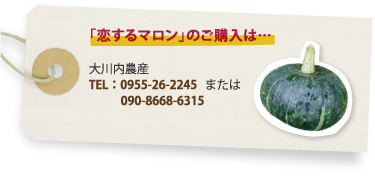 「恋するマロン」のご購入は…　大川内農産　TEL：0955-26-2245　または　090-8668-6315